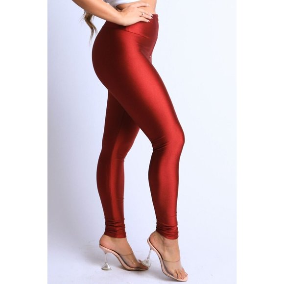 Boutique Pants - Women's Stretch Skinny Shiny Active Zipper Front Yoga Club Party Leggings Pants